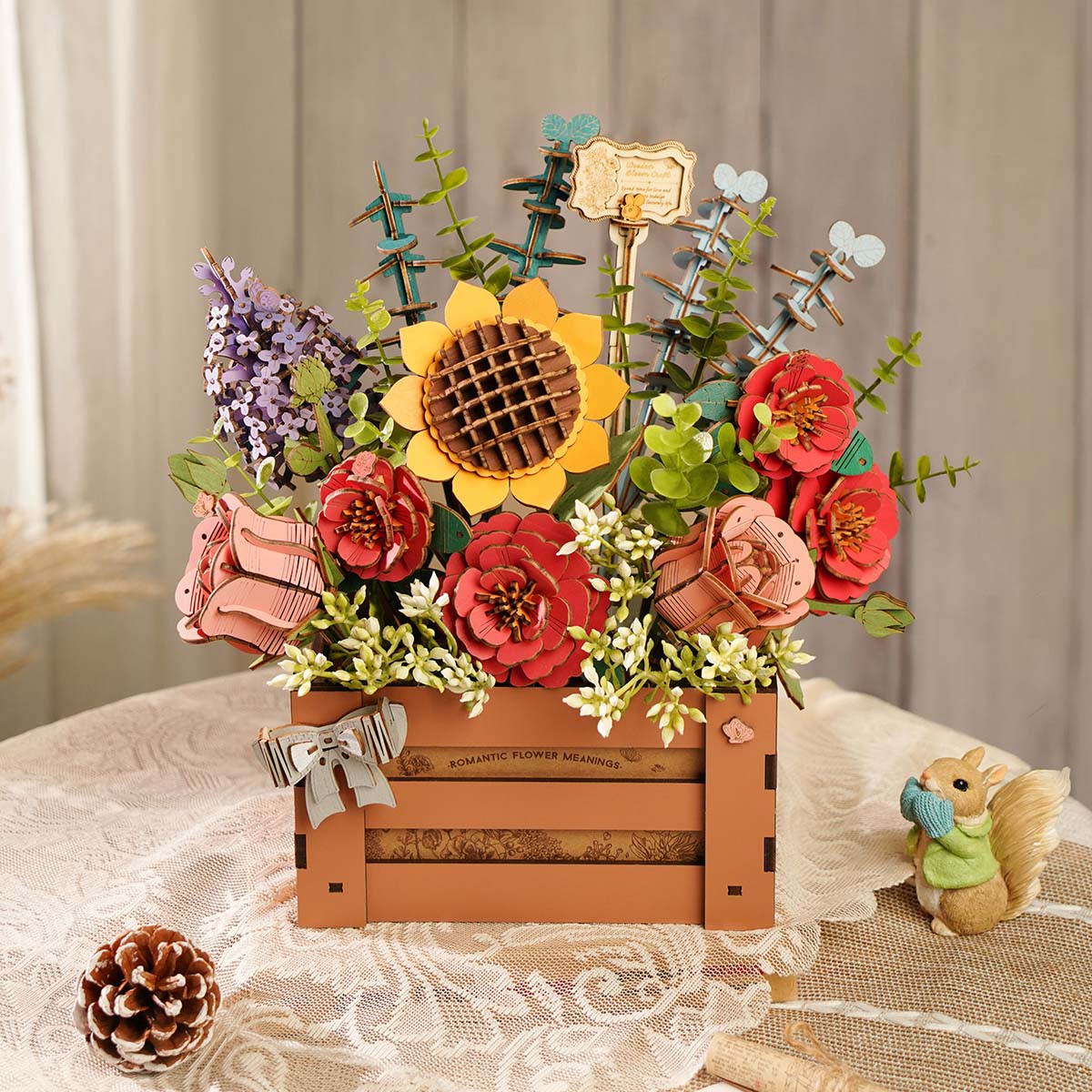 Robotime TW02H Rowood Wooden Bloom Box DIY 3D Puzzle