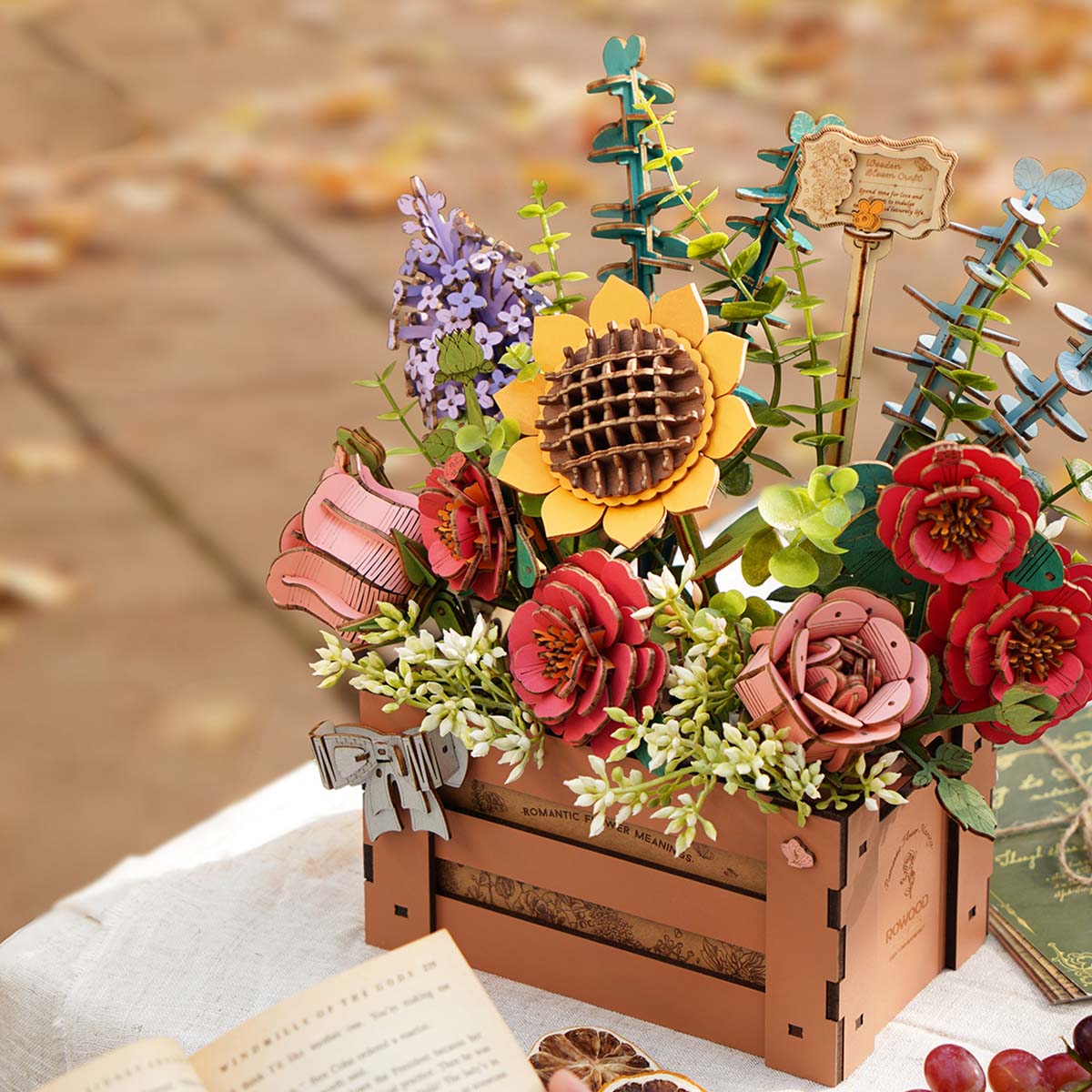 Robotime TW02H Rowood Wooden Bloom Box DIY 3D Puzzle