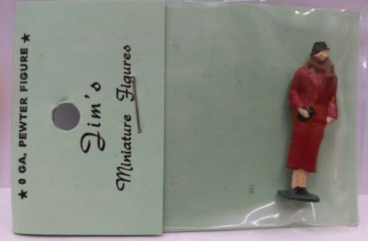 Jim's 0201 O Stand Up Woman W/Coat Pewter Hand Painted Figures Colors May Vary