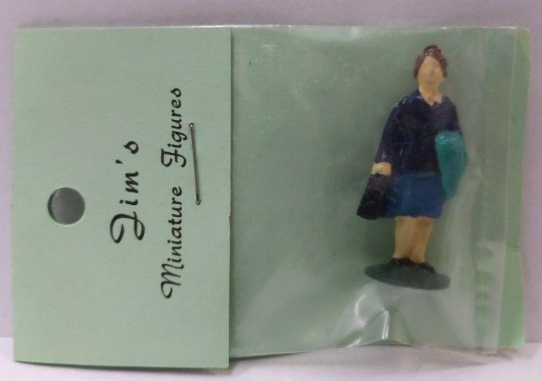 Jim's 0103 O Woman W/Suitcase Pewter Hand Painted Figures Colors May Vary