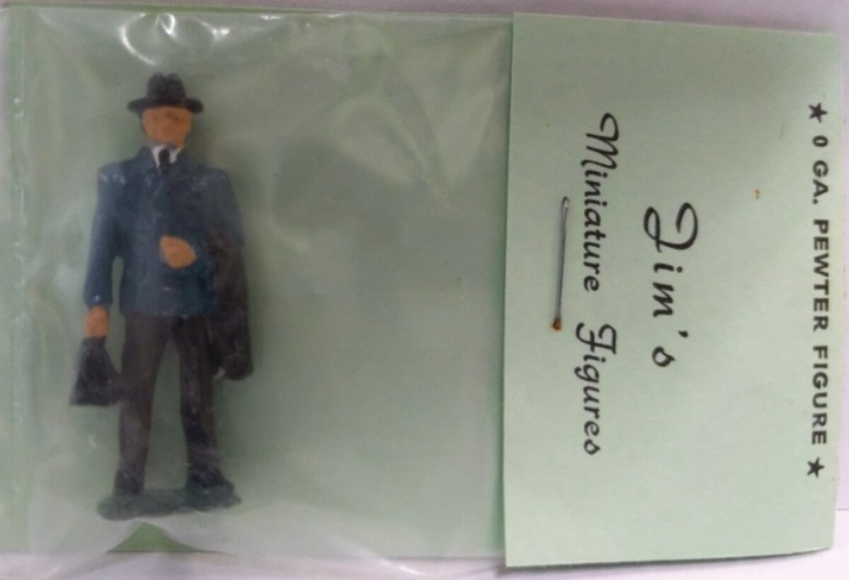 Jim's 0106 Standing Man W/Suitcase & Hat Pewter Hand Painted Figure