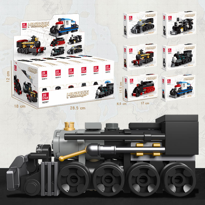 Jiestar 92307 Assorted Mini Train Steam Loco Building Block Model (Set of 6)