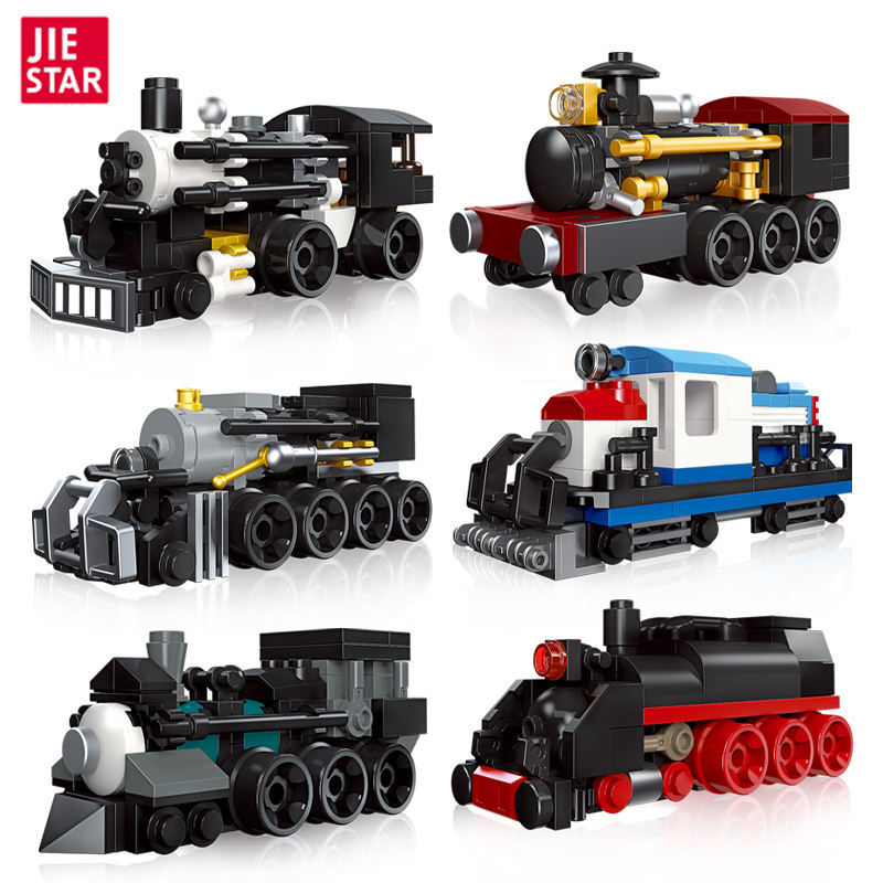 Jiestar 92307 Assorted Mini Train Steam Loco Building Block Model (Set of 6)