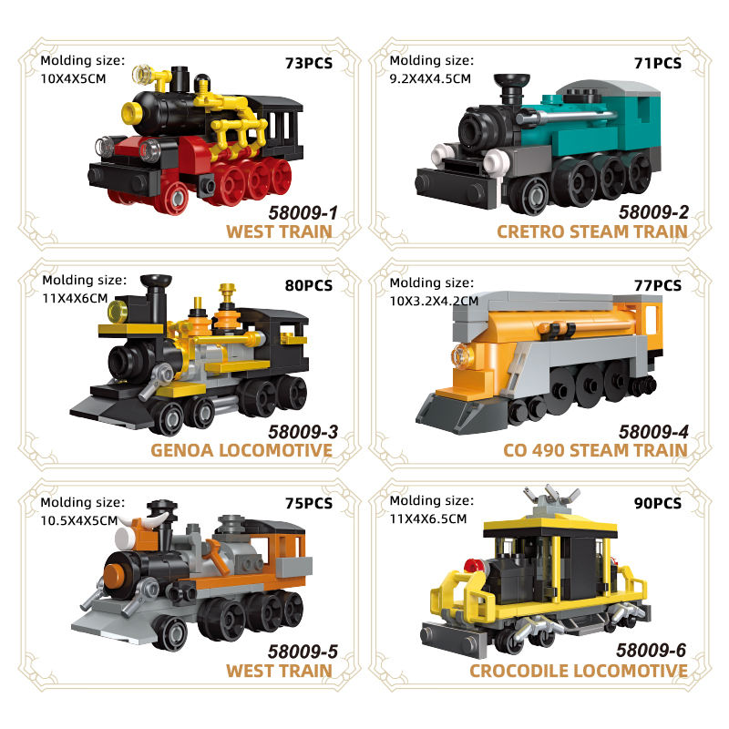 Jiestar 58009 Assorted Mini Train Building Block Model (Set of 6)