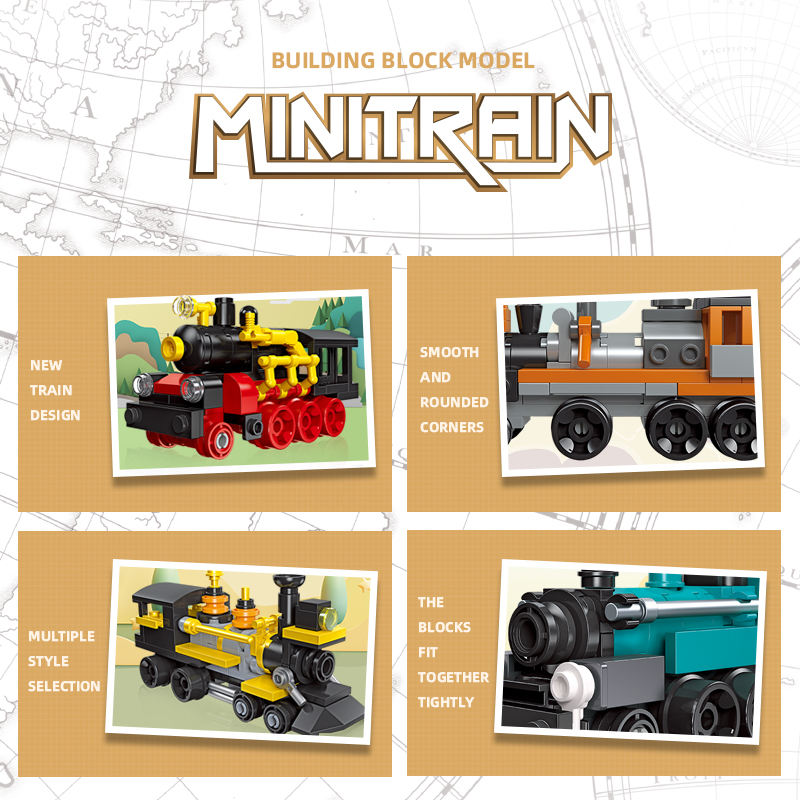 Jiestar 58009 Assorted Mini Train Building Block Model (Set of 6)