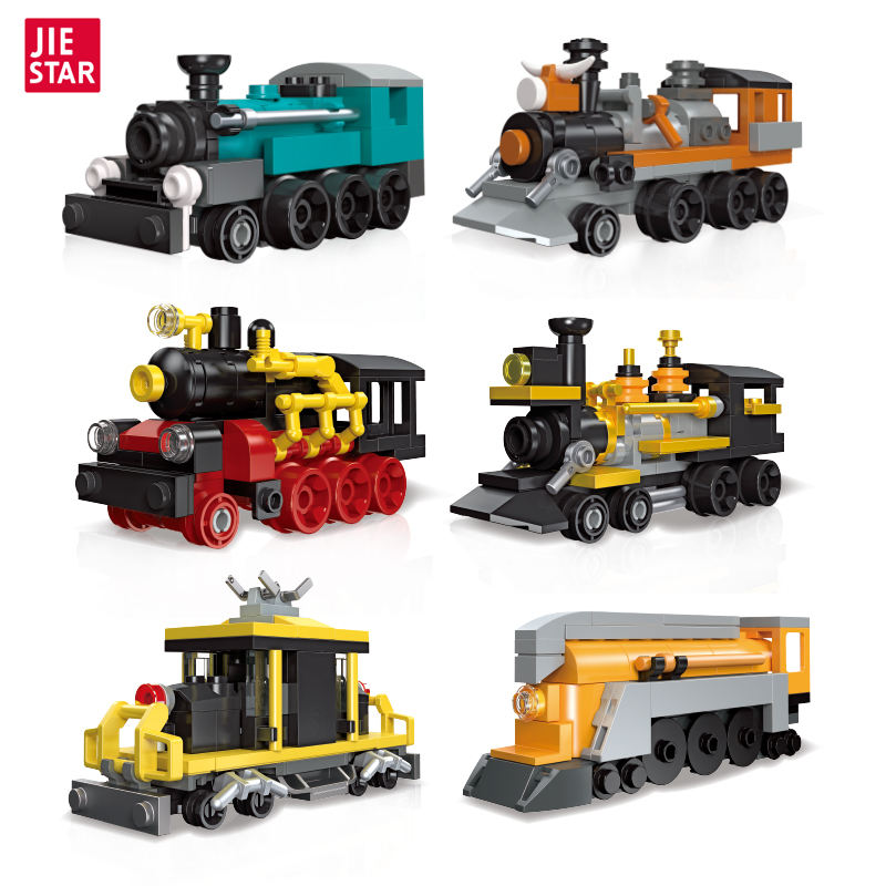 Jiestar 58009 Assorted Mini Train Building Block Model (Set of 6)