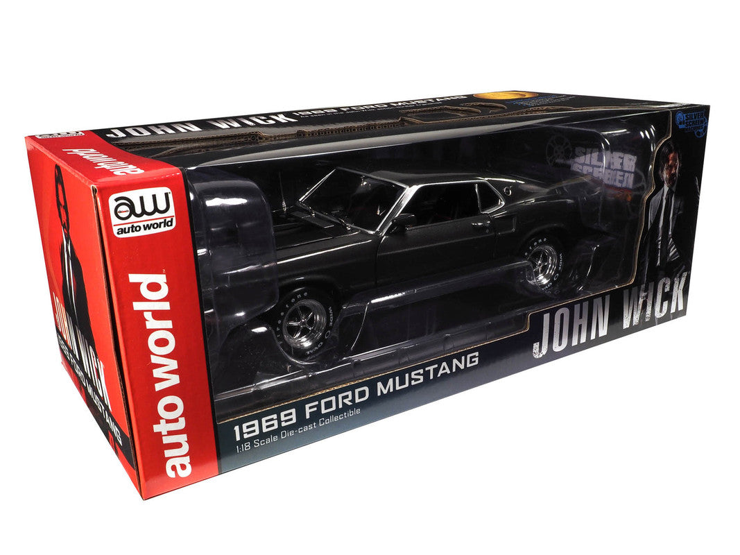 Auto World AWSS145 1:18 Hitman Grey 1969 Ford Mustang Diecast Model Car