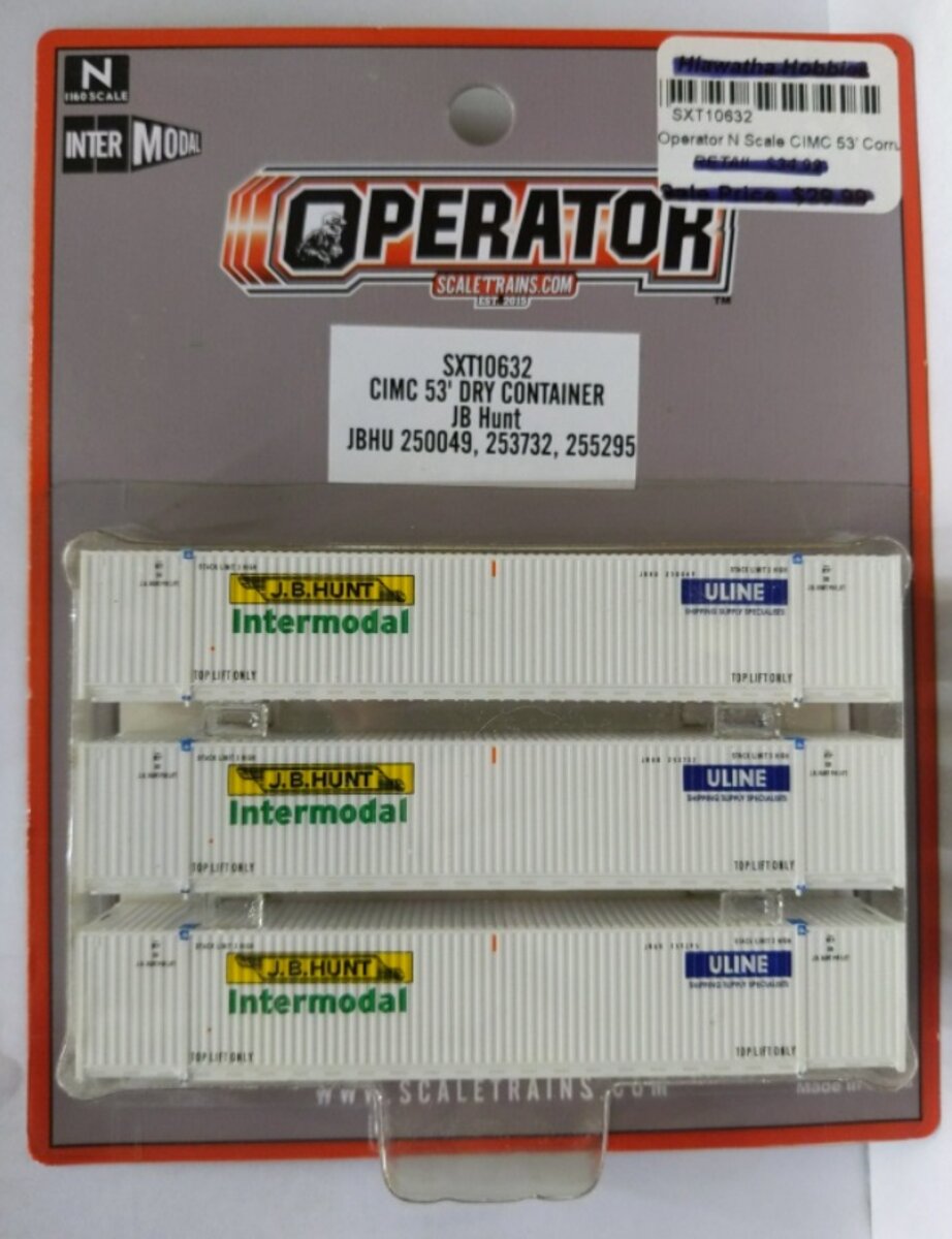 Scale Trains SXT10632 N Scale J.B. Hunt CIMC 53' Dry Container (Set of 3)