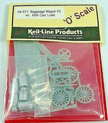 Keil-Line Products 48-571 O Scale Baggage Wagon Kit w/ 5 Milk Cans