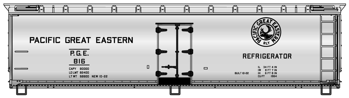 Accurail 81803 HO Pacific Great Eastern 40' Wood Refrigerator Car Kit #818