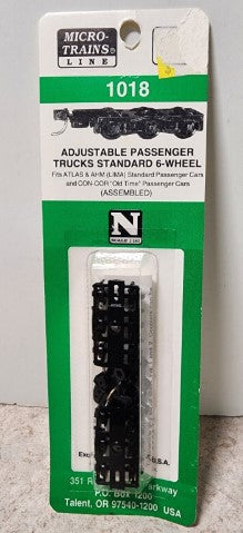 Micro-Trains 1018 N Scale Assembled Adjustable Passenger Trucks Standard 6-Wheel