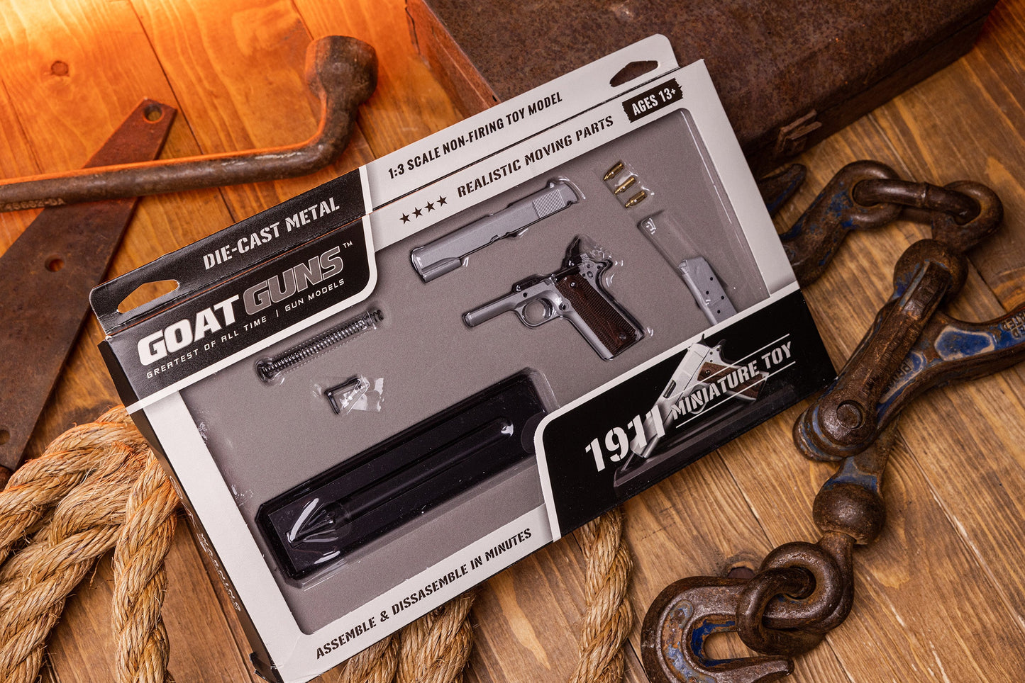 GoatGuns 1911-SILVER 1:2.5 Silver 1911 Diecast Model Kit