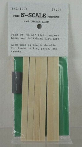 Fine N Scale Products FNL-1004 N Scale 4 x 8 Lumber Load w/Tie Down Cables