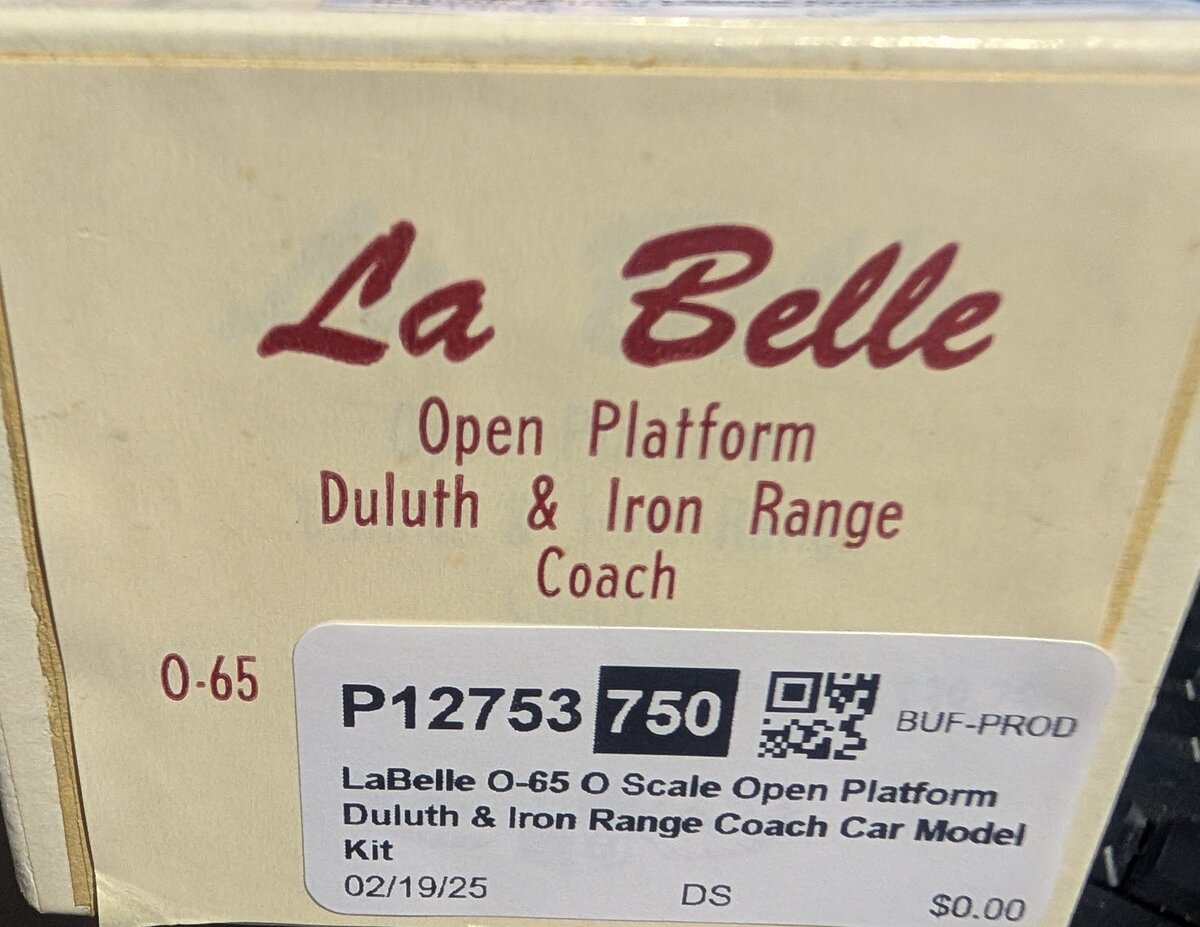 LaBelle O-65 O Scale Open Platform Duluth & Iron Range Coach Car Model Kit