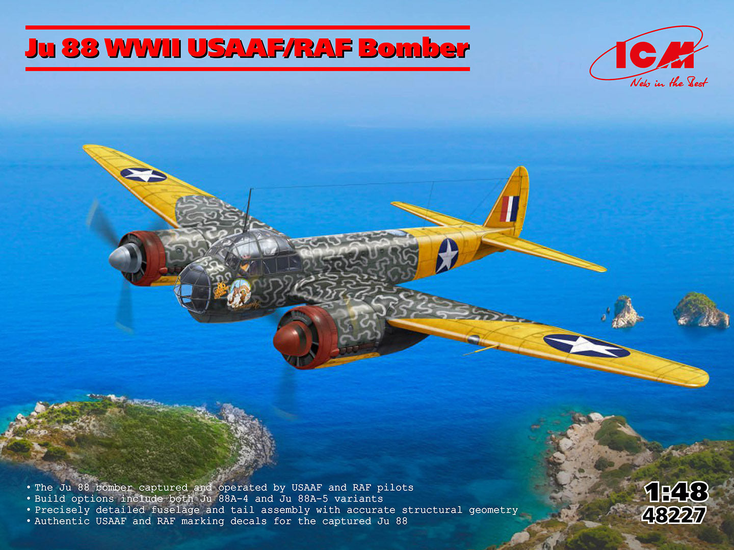ICM 48227 1:48 Ju 88 WWII USAAF/RAF Bomber Plastic Model Kit