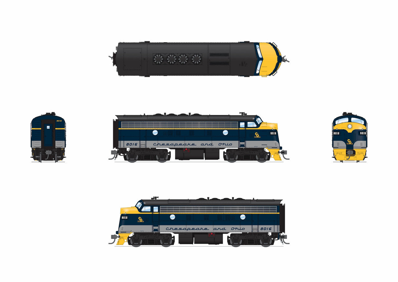 Broadway Limited 9661 HO C&O EMD F3A Diesel Locomotive No-Sound/DCC-Ready #8016