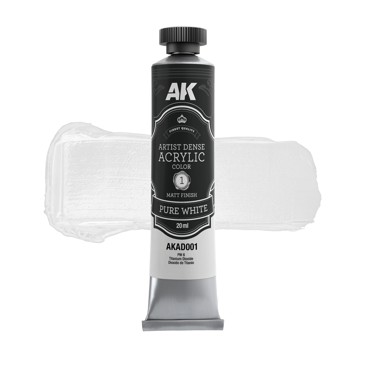AK Interactive AKAD101 Artistic Dense Acrylic Color Black & White (Set of 6)