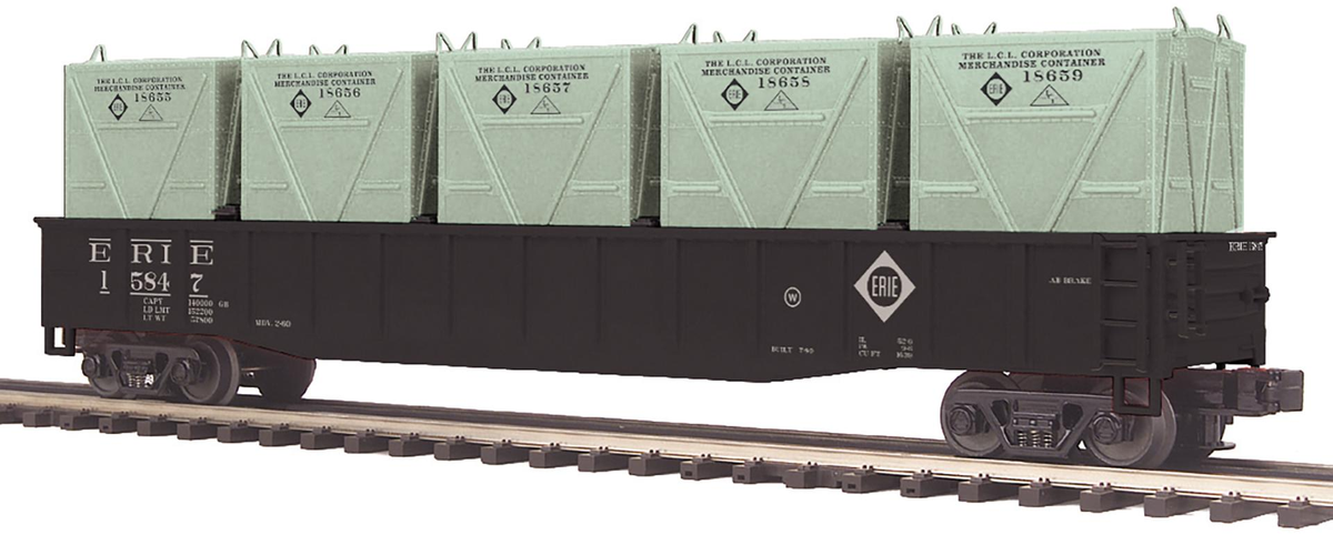 MTH 20-95676 O Erie Gondola with LNL Containers #15847