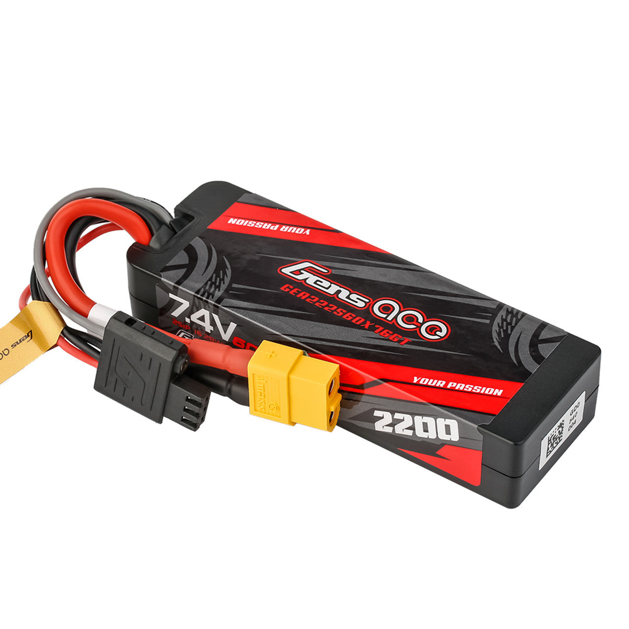 Gens Ace GEA222S60X76GT 2200mAh 2S 60C 7.4V HardCase G-tech Lipo Battery Pack
