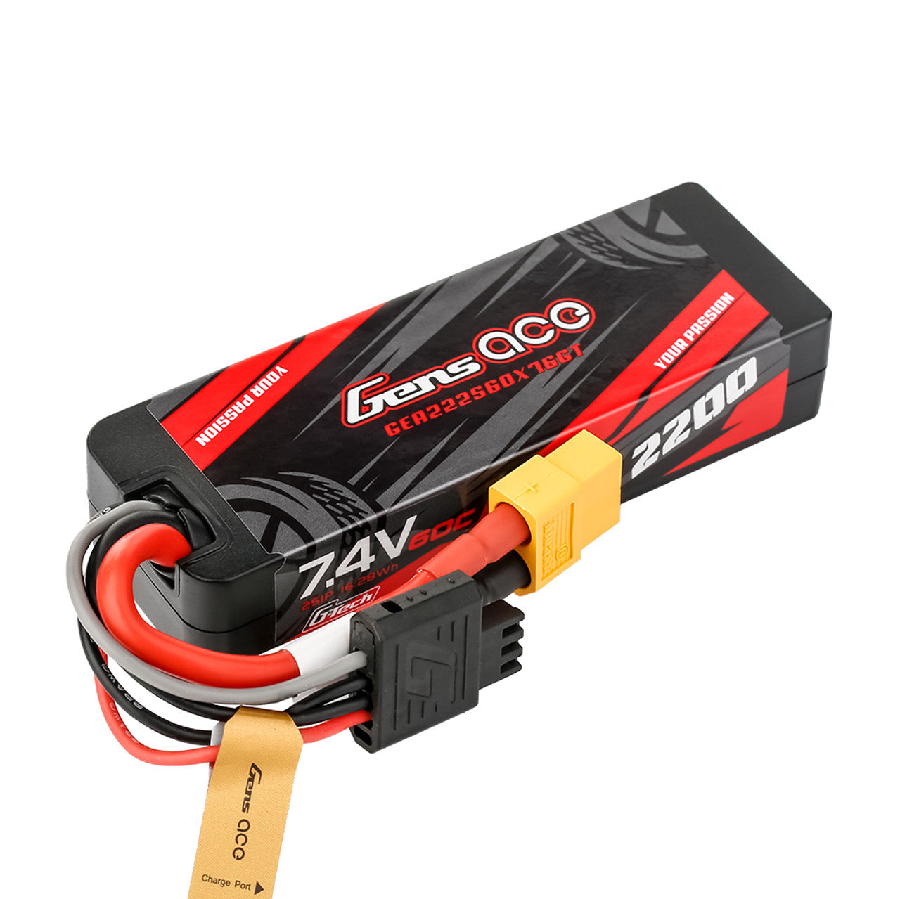 Gens Ace GEA222S60X76GT 2200mAh 2S 60C 7.4V HardCase G-tech Lipo Battery Pack