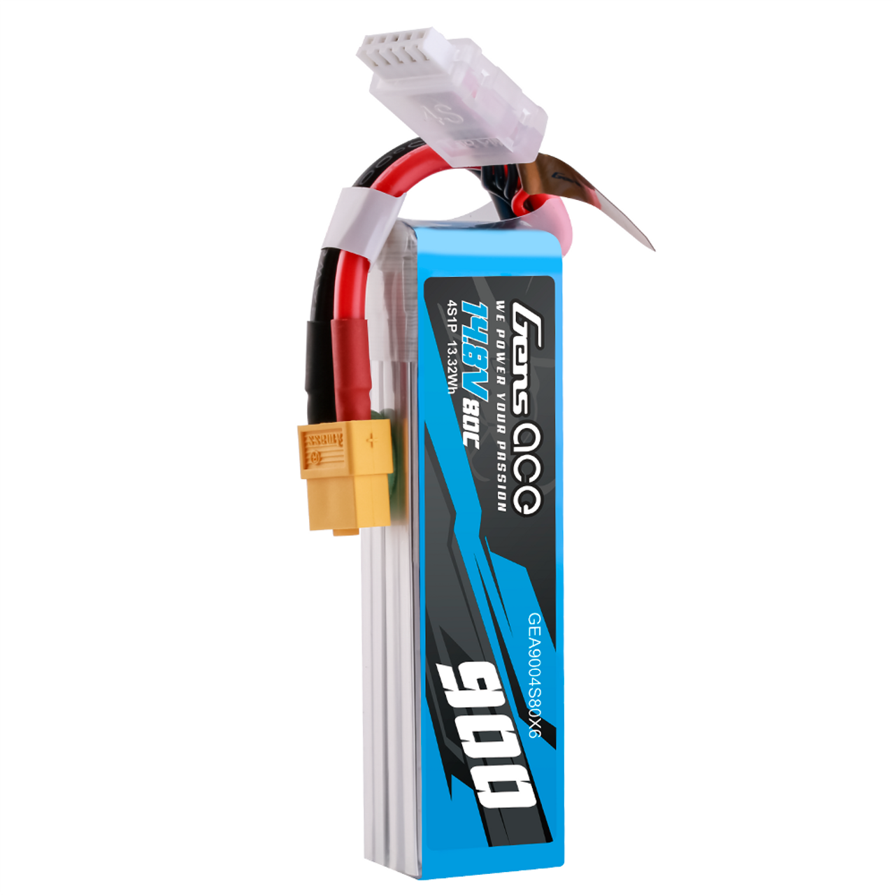 Gens Ace GEA9004S80X6 900mAh 4S 80C 14.8V Lipo Battery Pack with XT60 Plug