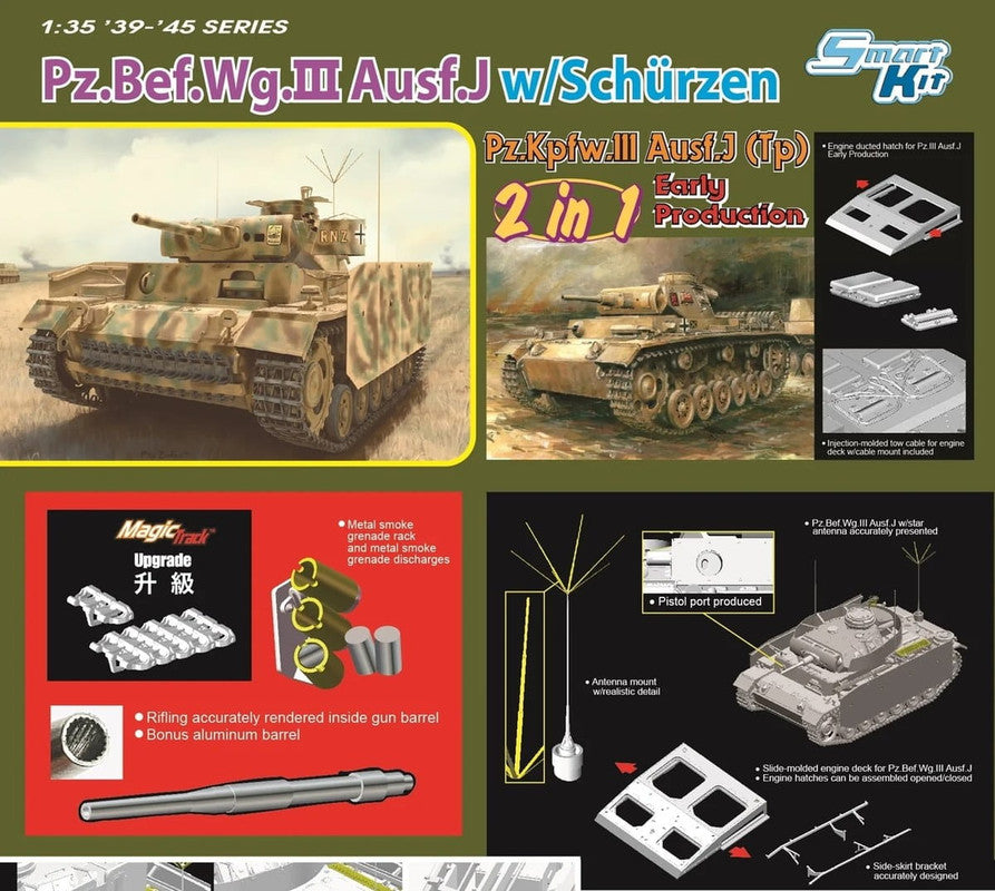 Dragon 6628 1:35 Pz.Bef.Wg.III Ausf.J with Schuzen Plastic Model Kit