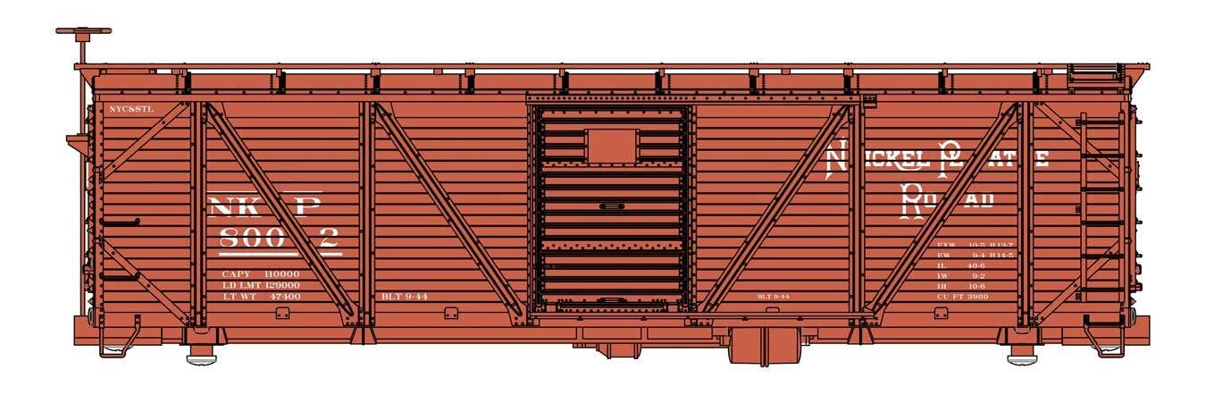Walthers 910-40721 HO NKP 40' ARA Single Sheathed Boxcar Ready to Run #8002
