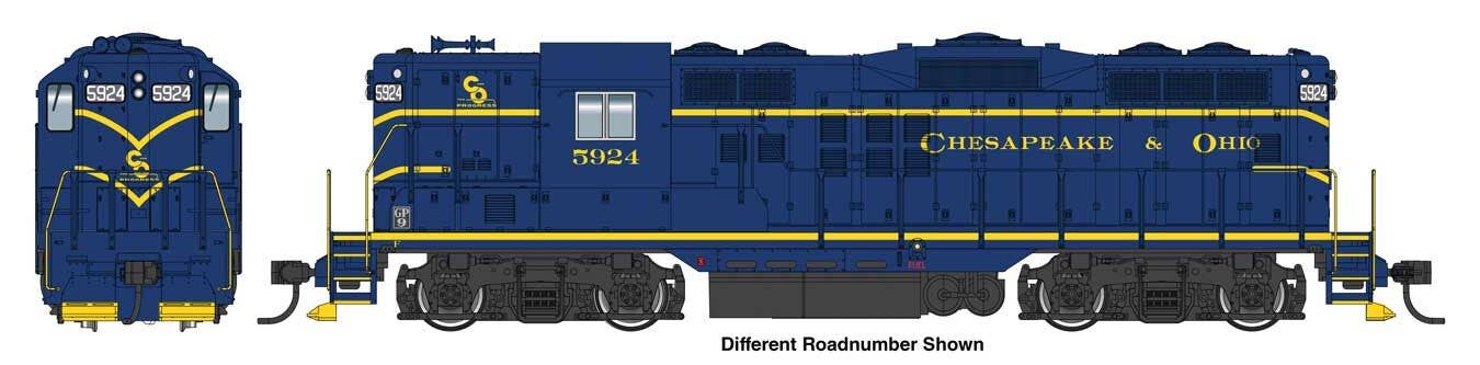 Walthers 910-20494 HO C&O EMD GP9 Diesel Locomotive Ph. II w/ Sound & DCC #5954