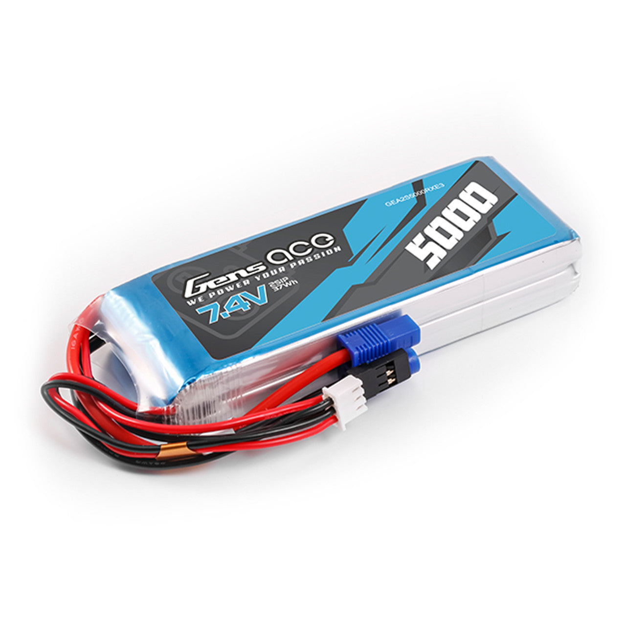 Gens Ace GEA2S5000RXE3 5000mAh 2S 7.4V RX Lipo Battery with EC3 & JR Plug