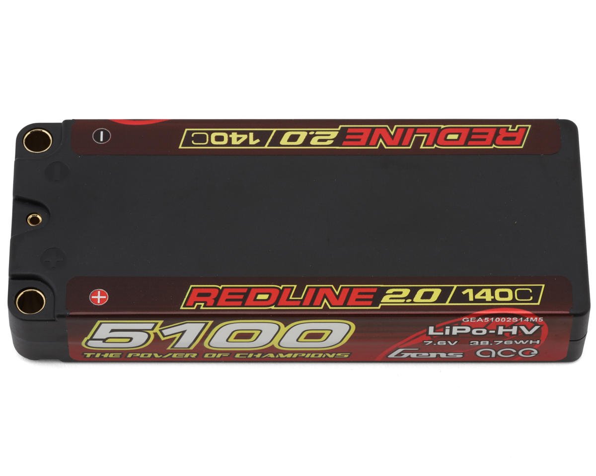 Gens Ace 51002S14M5 Redline 2.0 2S Shory LiHV Battery 140C with 5mm Bullets