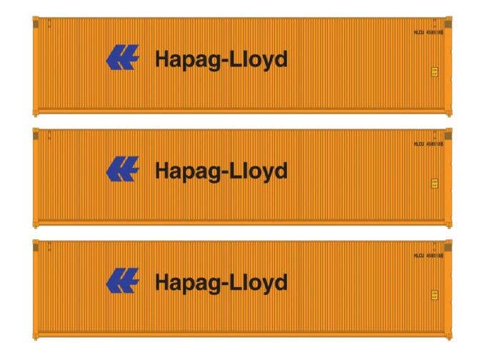 Walthers 949-18252 HO HAPAG-LIOYD 40' Fully Corrugated Container (Pack of 3)