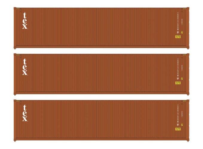Walthers 949-18255 HO TEX 40' Fully Corrugated Container (Pack of 3)