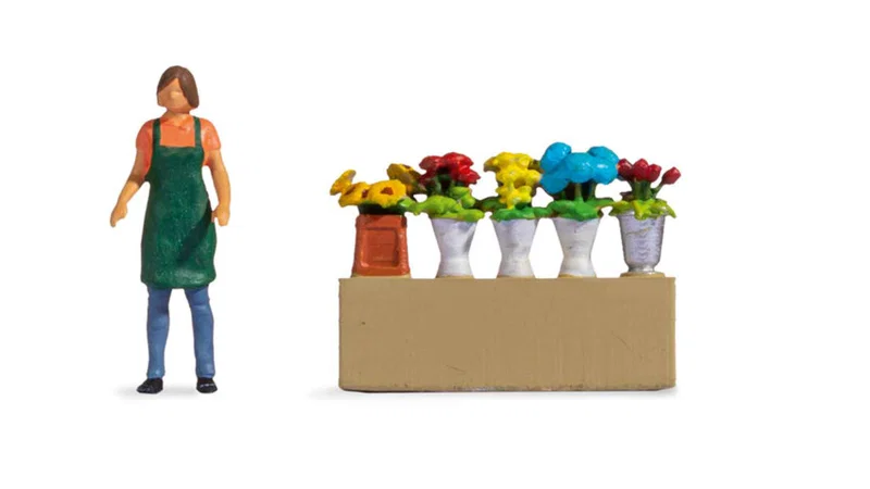 Noch 16502 HO Tiny Scenes Flower Stall