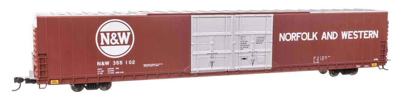Walthers 920-102121 HO N&W 86' PS Double-Door Hi-Cube Boxcar RTR #355102