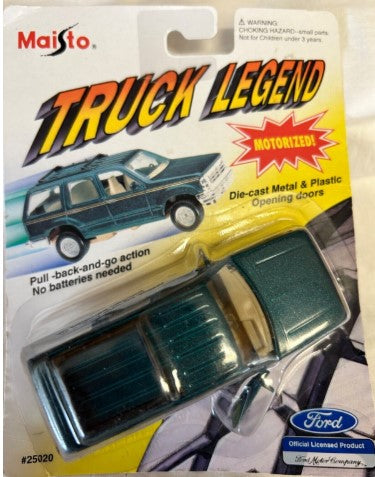 Maisto 25020 1:43 Die Cast Truck Legend Pull Back & Go Action Teal Ford Explorer