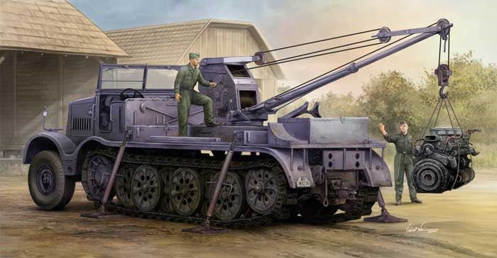 Trumpeter 09576 1:35 Sd.Kfz.18t with 6t Billstein-Crane, Sd.Kfz.9/1 Model Kit