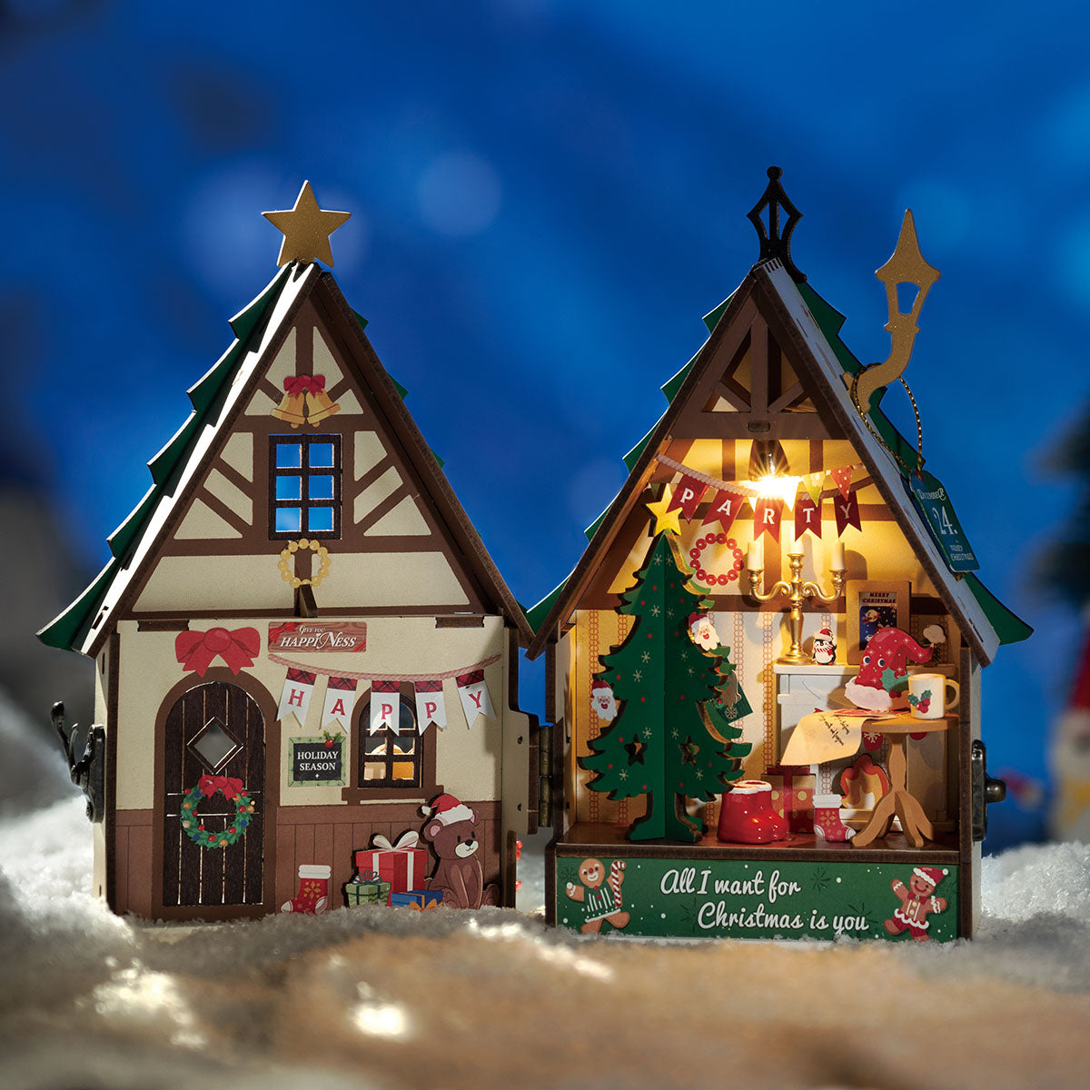 Robotime DS036 Rolife Twinkling Christmas House DIY Miniature House
