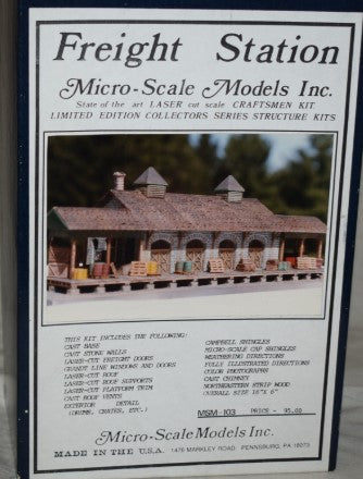 Micro-Scale Models MSM-103 HO Freight Station Laser Cut Craftsmen Building Kit
