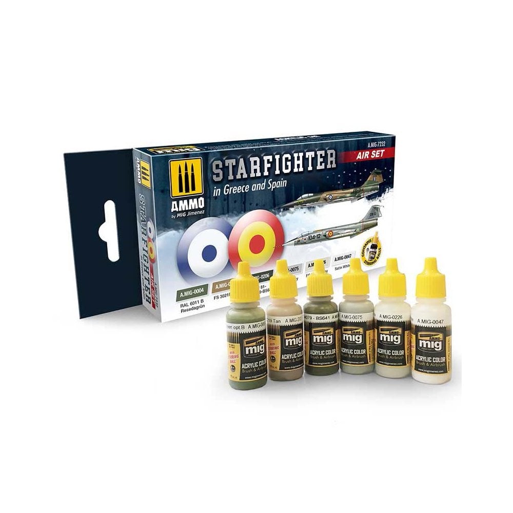 Mig Jimenez 7232 Starfighter In Greece and Spanish Acrylic Paints (Set of 6)