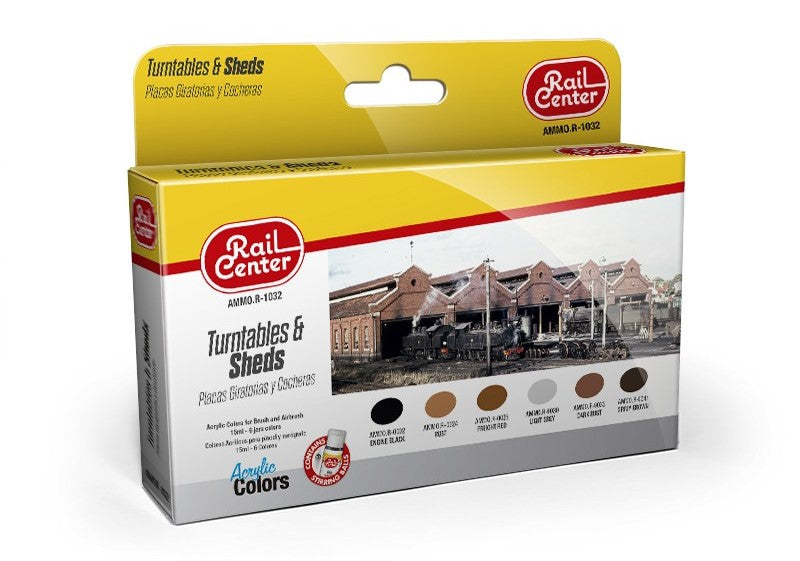 Mig Jimenez R1032 Rail Center - Turntables and Sheds Acrylic Paints (Set of 6)