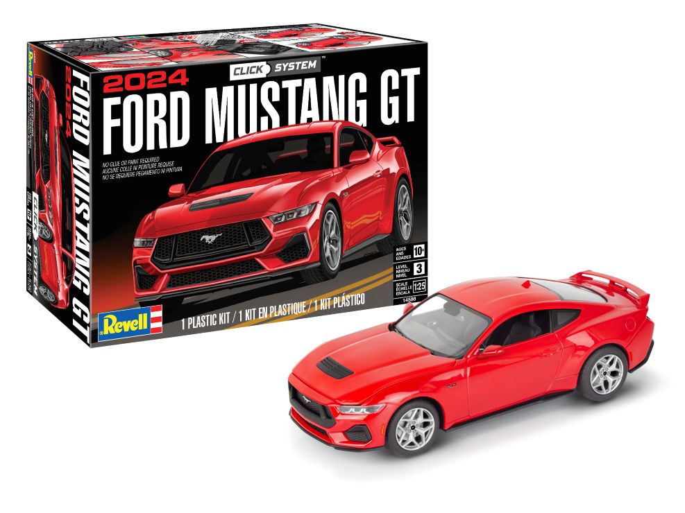 Revell 14586 1:25 Click System 2024 Ford Mustang GT Car Plastic Model Kit
