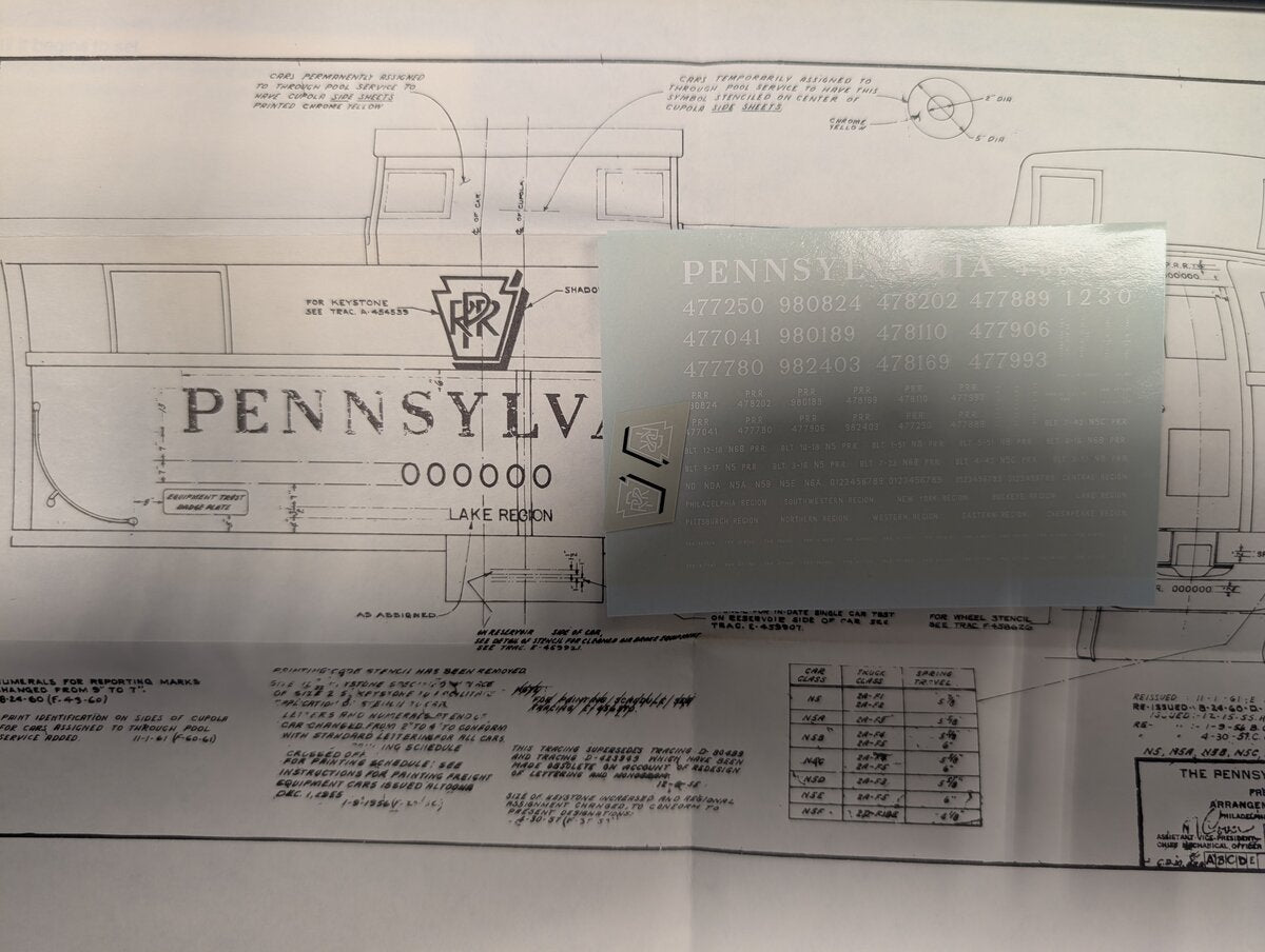 Middle Division HCA-1 HO Pennsylvania Railroad Decal Set 1954-1961 White & Black