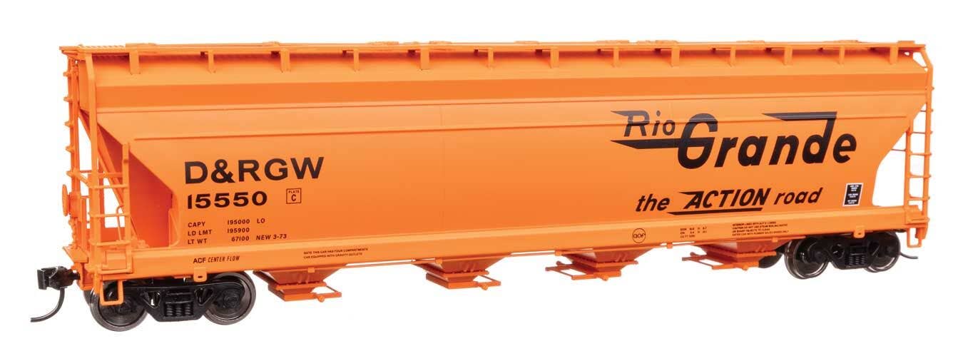 Walthers 910-49208 HO D&RGW ACF 5250 4-Bay Centerflow Covered Hopper RTR #15550