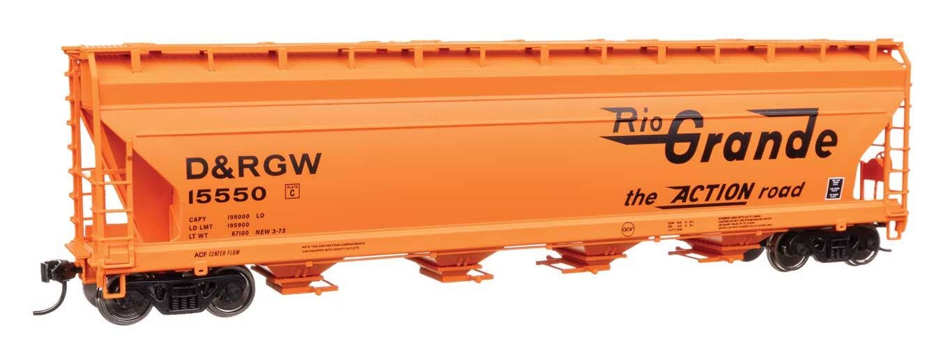 Walthers 910-49208 HO D&RGW ACF 5250 4-Bay Centerflow Covered Hopper RTR #15550