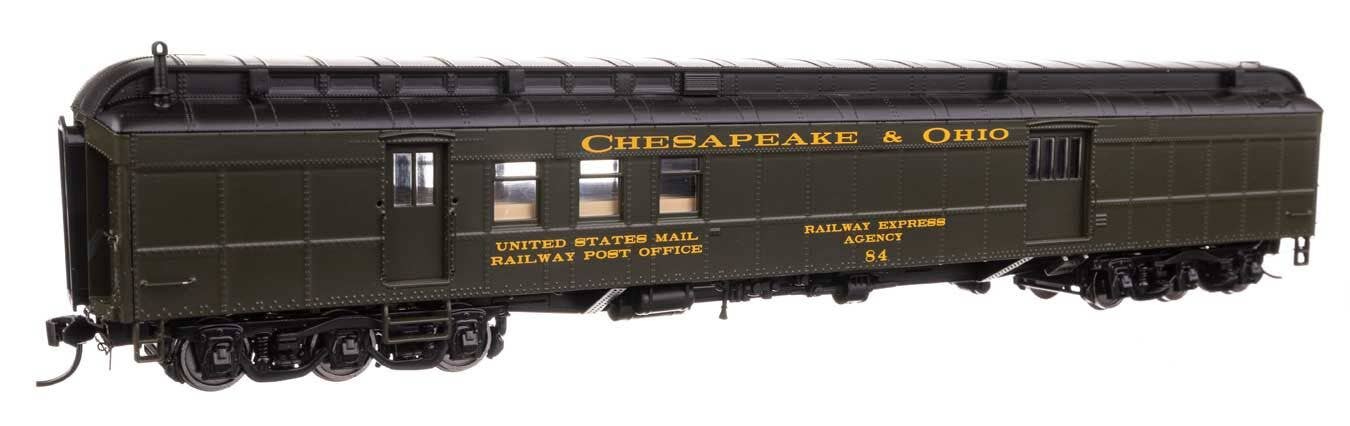 Walthers 920-17413 HO C&O 70' Heavyweight RPO-Baggage Car w/ Clerestory Roof #84
