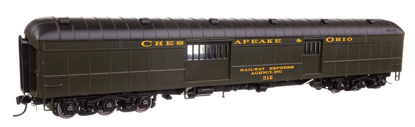 Walthers 920-17502 HO C&O 70' Heavyweight Baggage Car with Arched Roof RTR #312