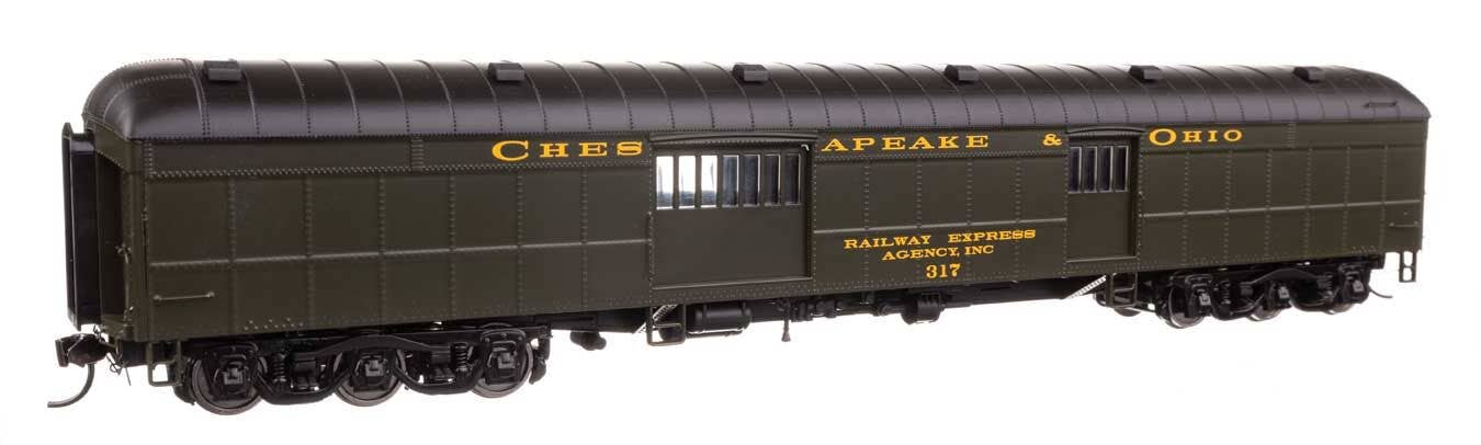 Walthers 920-17503 HO C&O 70' Heavyweight Baggage Car with Arched Roof RTR #317