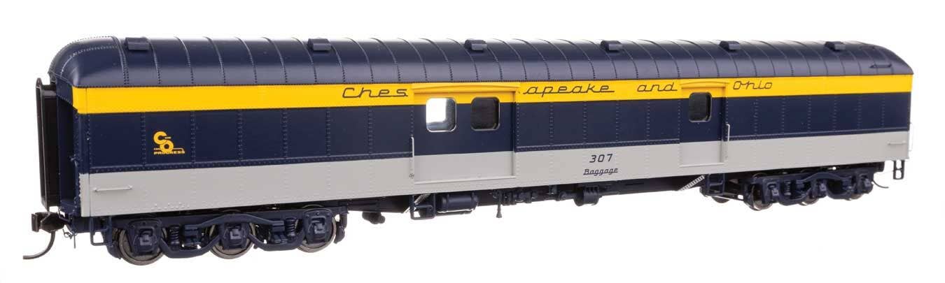 Walthers 920-17504 HO C&O 70' Heavyweight Baggage Car with Arched Roof RTR #307