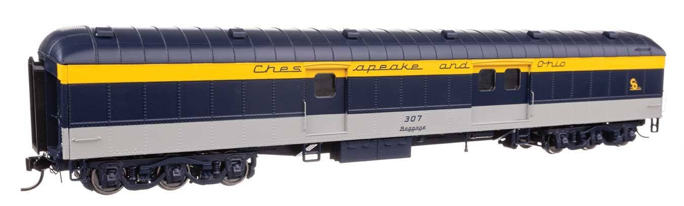 Walthers 920-17504 HO C&O 70' Heavyweight Baggage Car with Arched Roof RTR #307