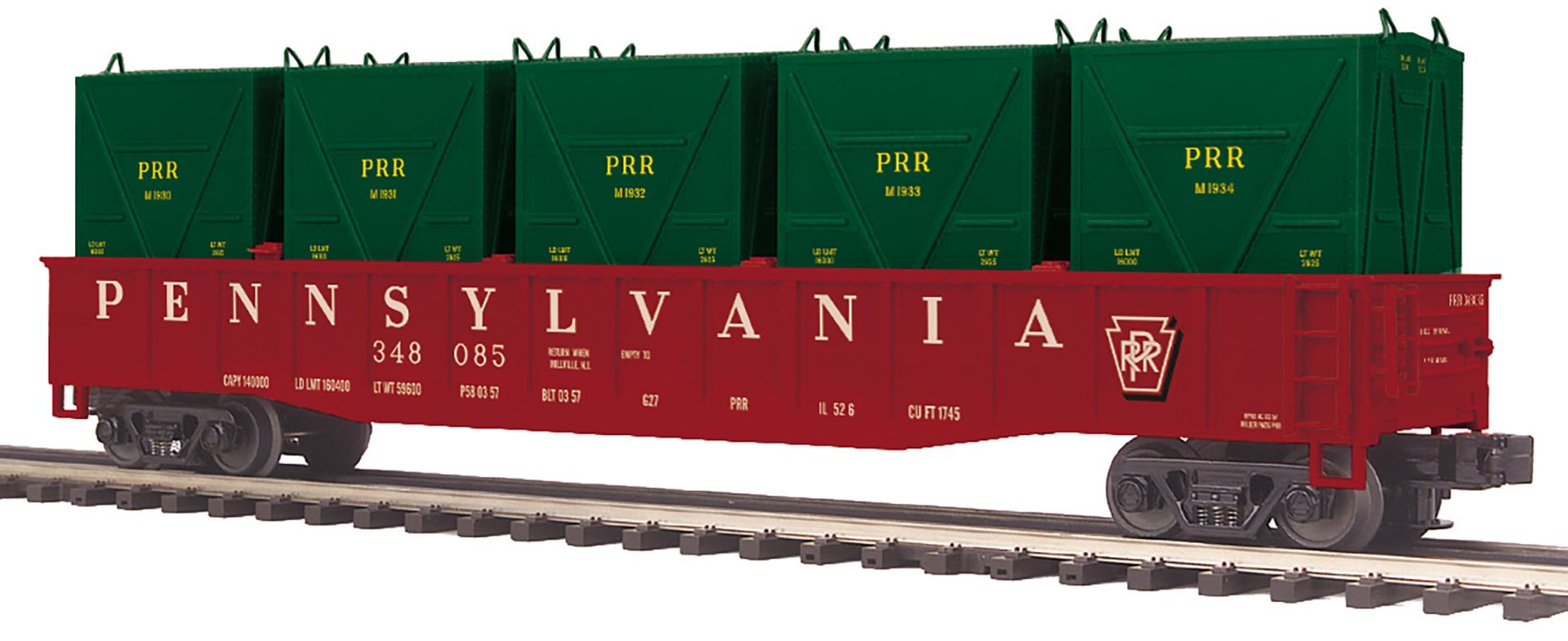 MTH 20-95677 O Pennsylvania Premier Gondola Car with LCL Containers